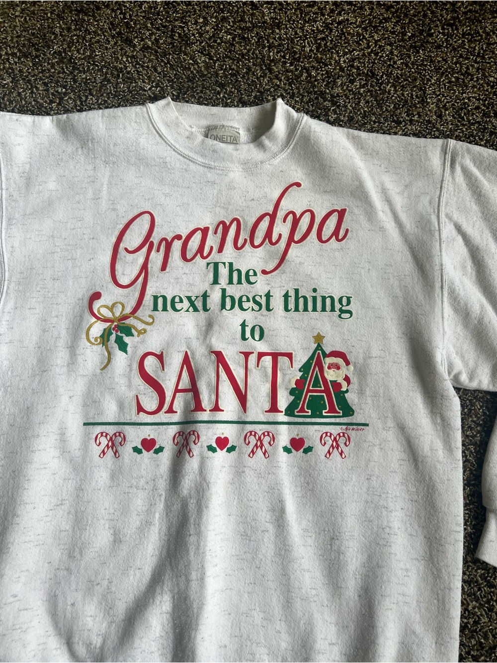 Grandpa The Next Best Thing to Santa White Holiday Sweatshirt - Picture 8 of 8